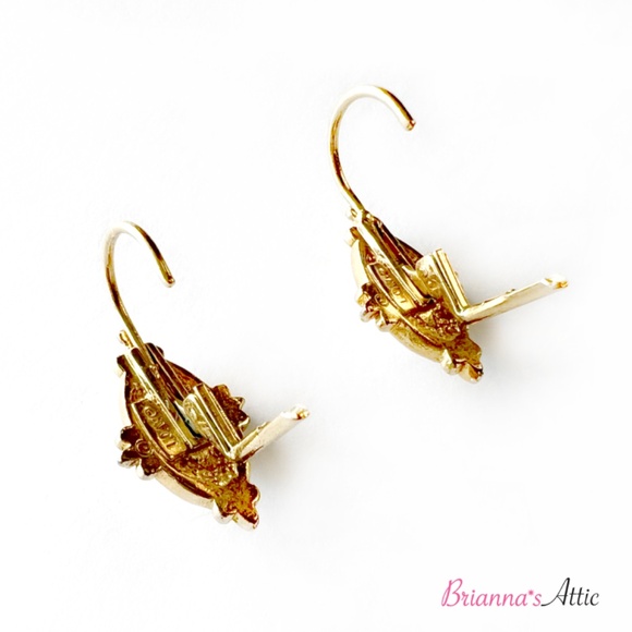 Vintage Avon Fancy Pink & Gold Hook Earrings with Rhinestones - Picture 6 of 9